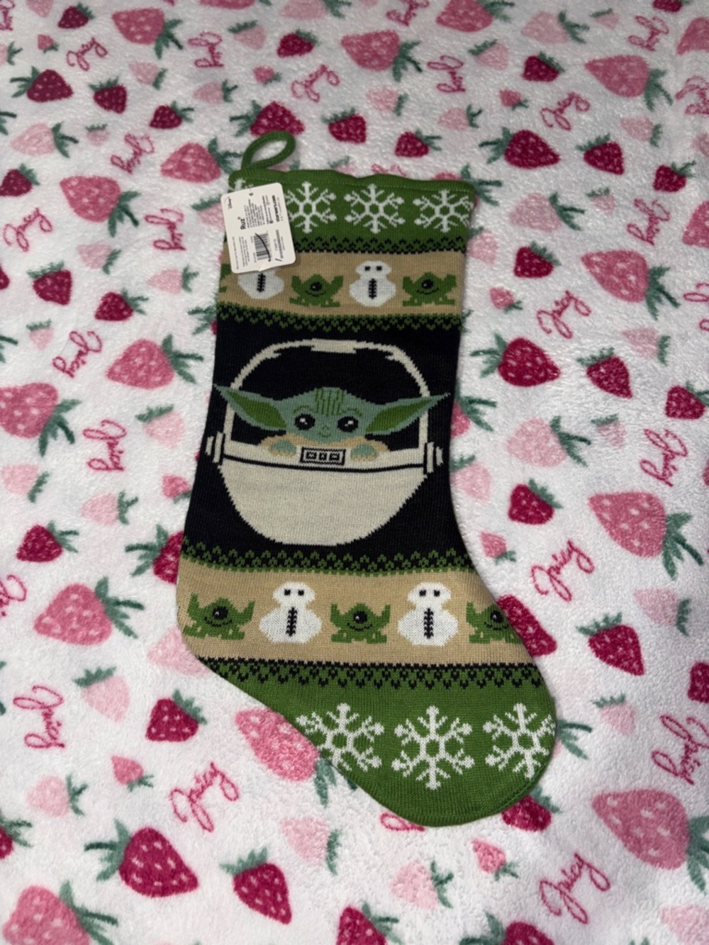 Baby Yoda Holiday Knit Stocking - Green & Black